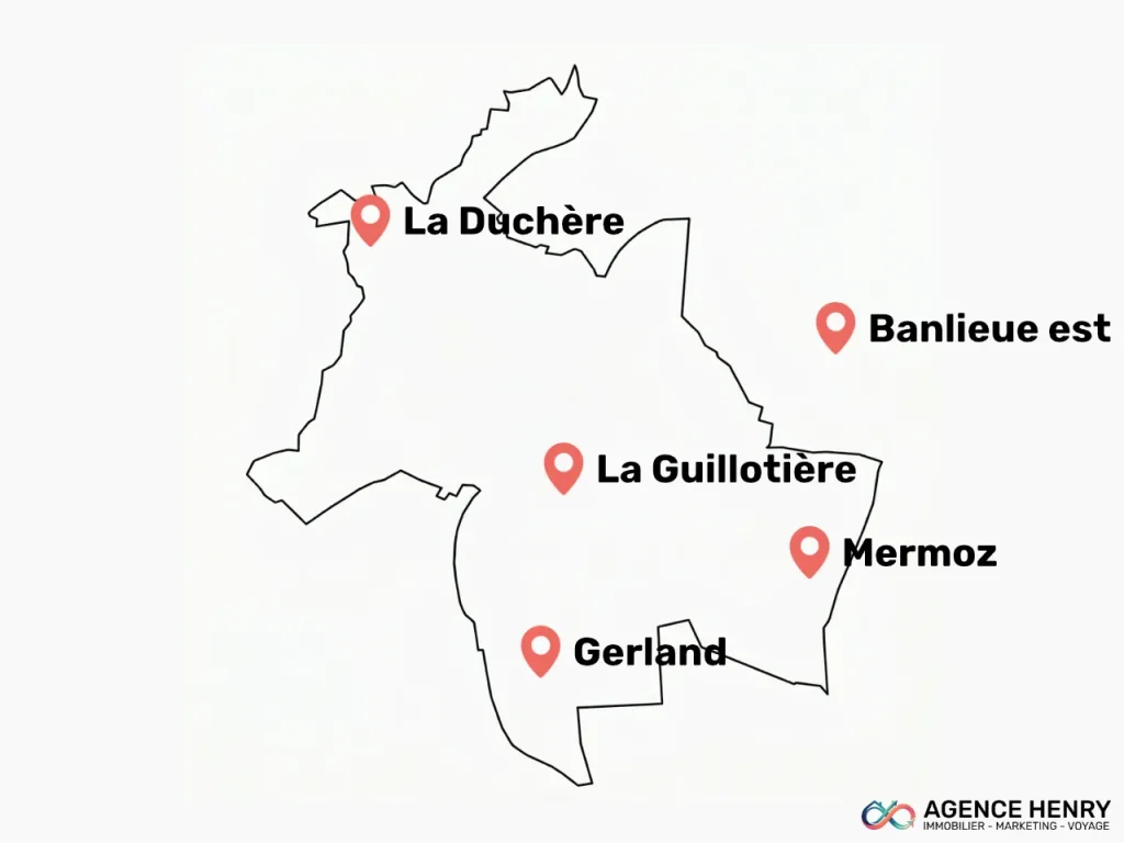 Carte des arrondissements à éviter à Lyon
