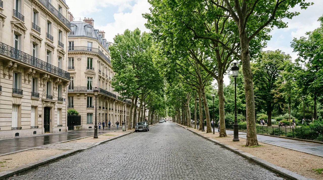 Boulevard résidentiel dans un quartier calme de Lyon