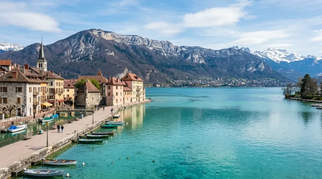 Vue du lac d'Annecy et de la vieille ville