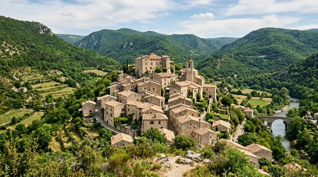 Vue de Privas en Ardèche