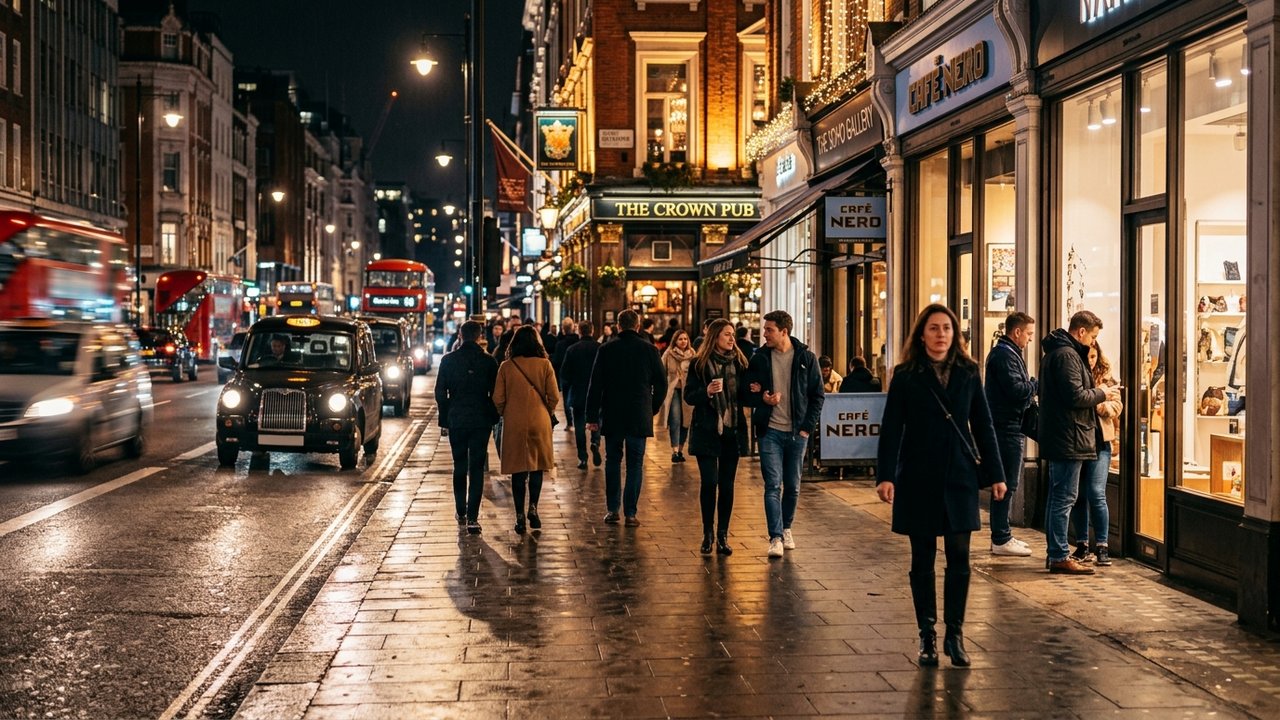 Rue animée du centre-ville avec nuisances nocturnes et incivilités