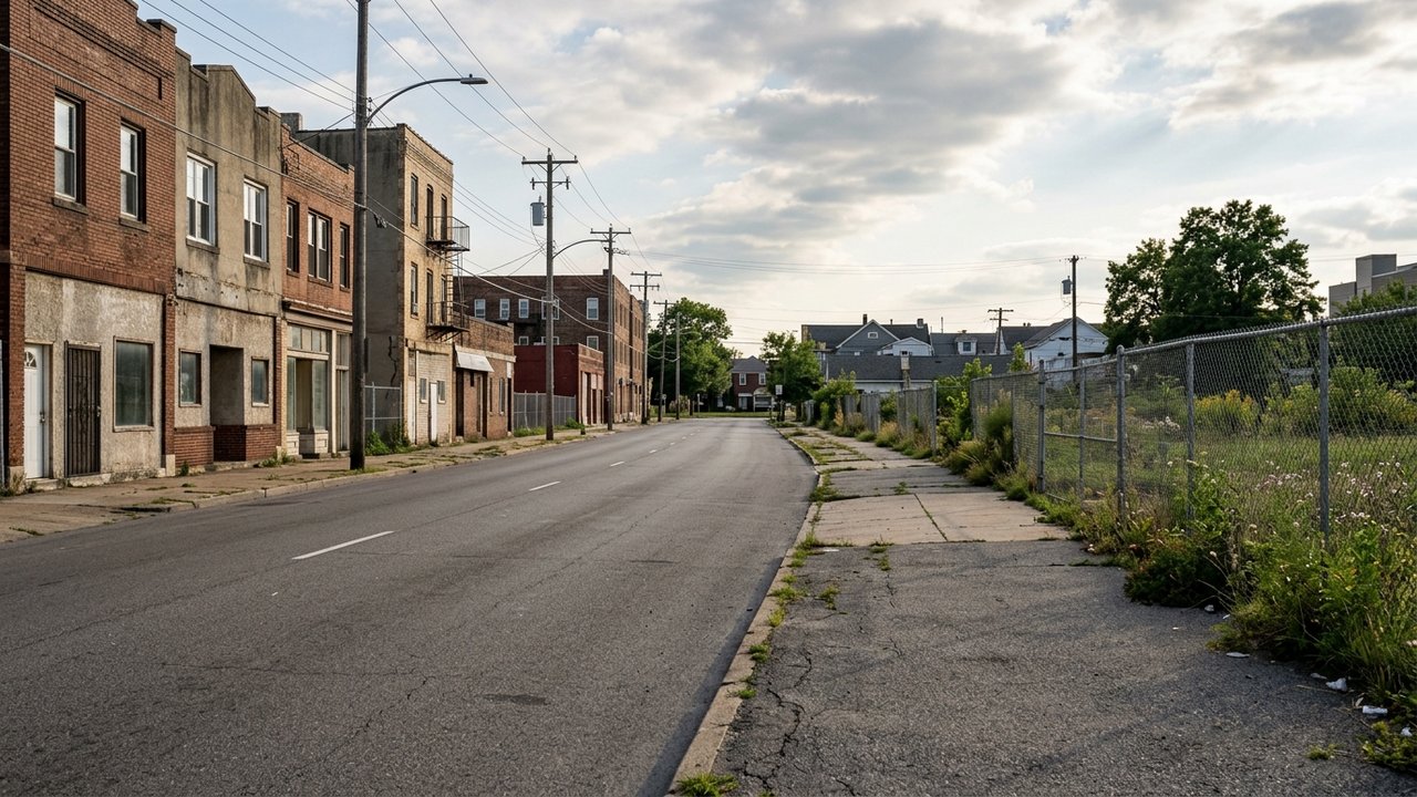 Rue déserte du quartier Mas du Taureau Nord avec taux de vacance élevé