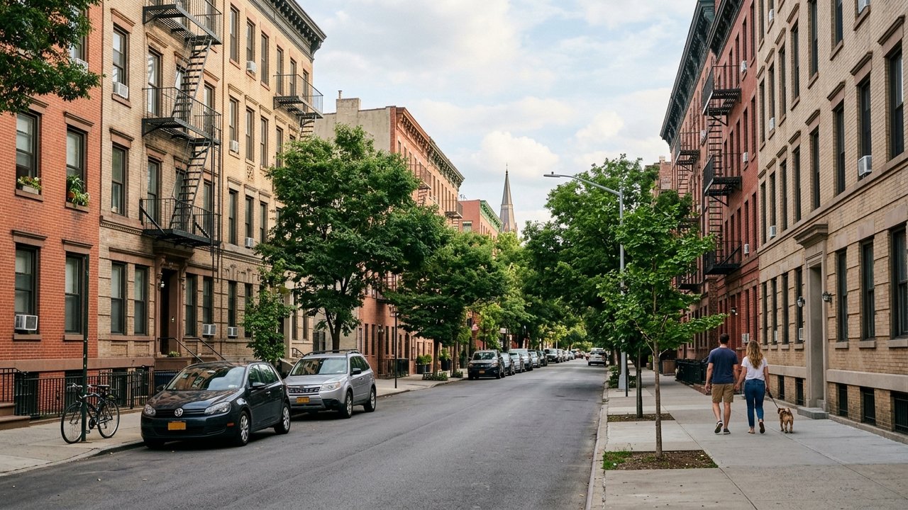 Rue d'un quartier urbain à Bourg-en-Bresse avec immeubles d'habitation